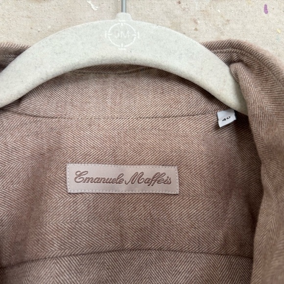 Emanuele Maffeis Herringbone Cotton Button Down Top - Picture 2 of 5